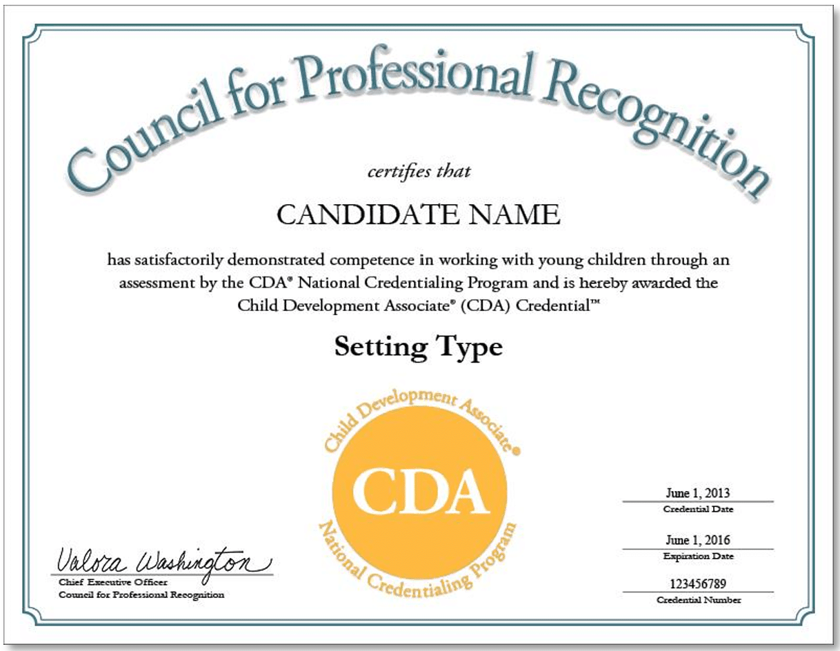 CDA Sample Certification