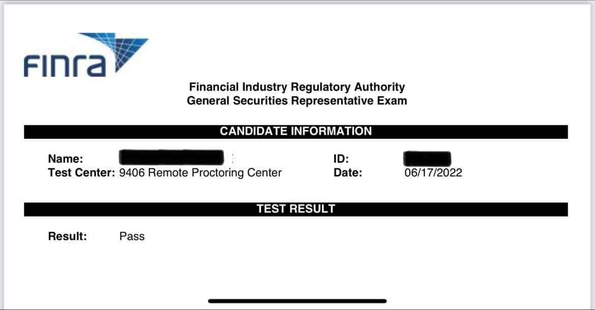 finra series 7 pass letter