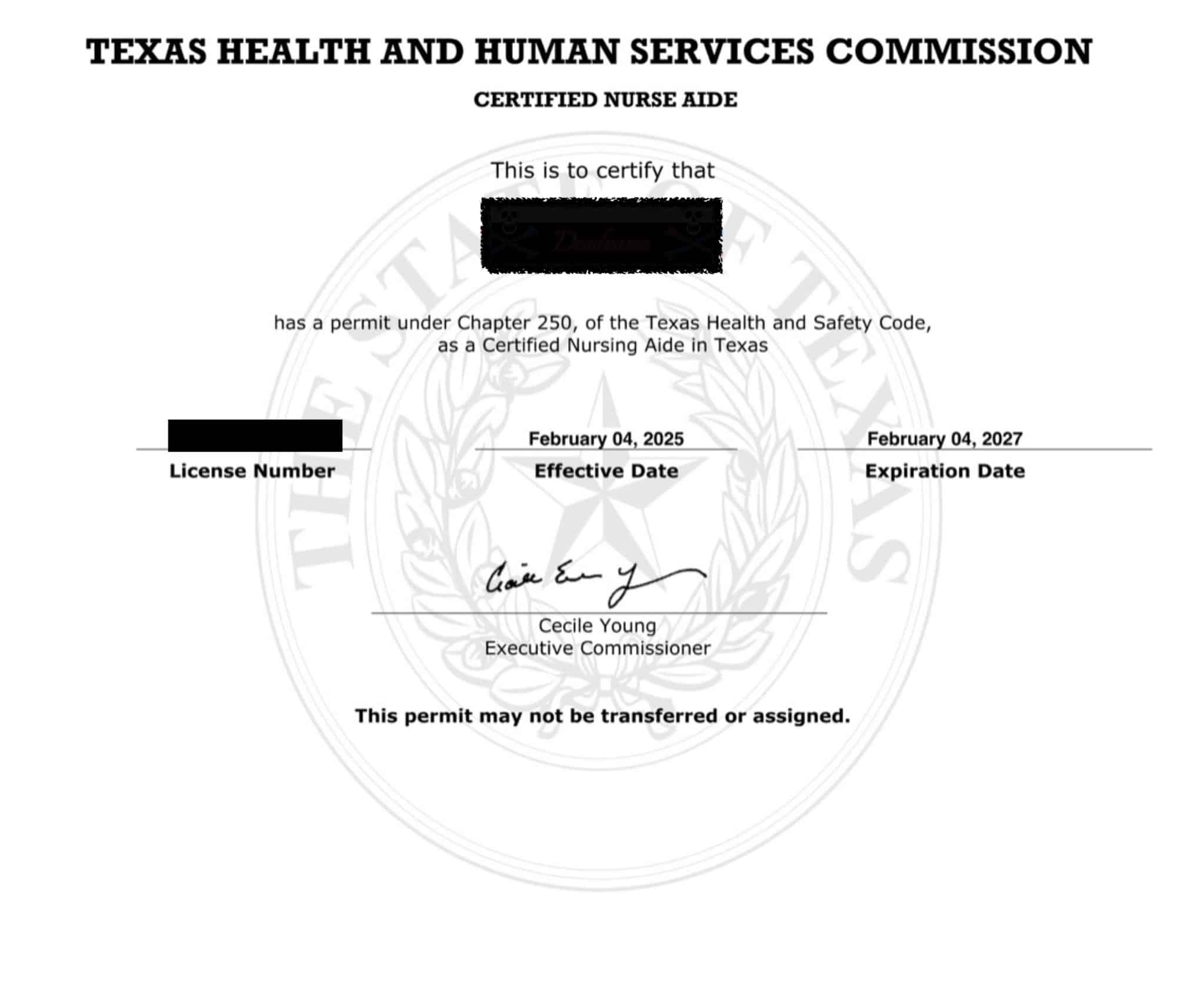 CNA Certificate