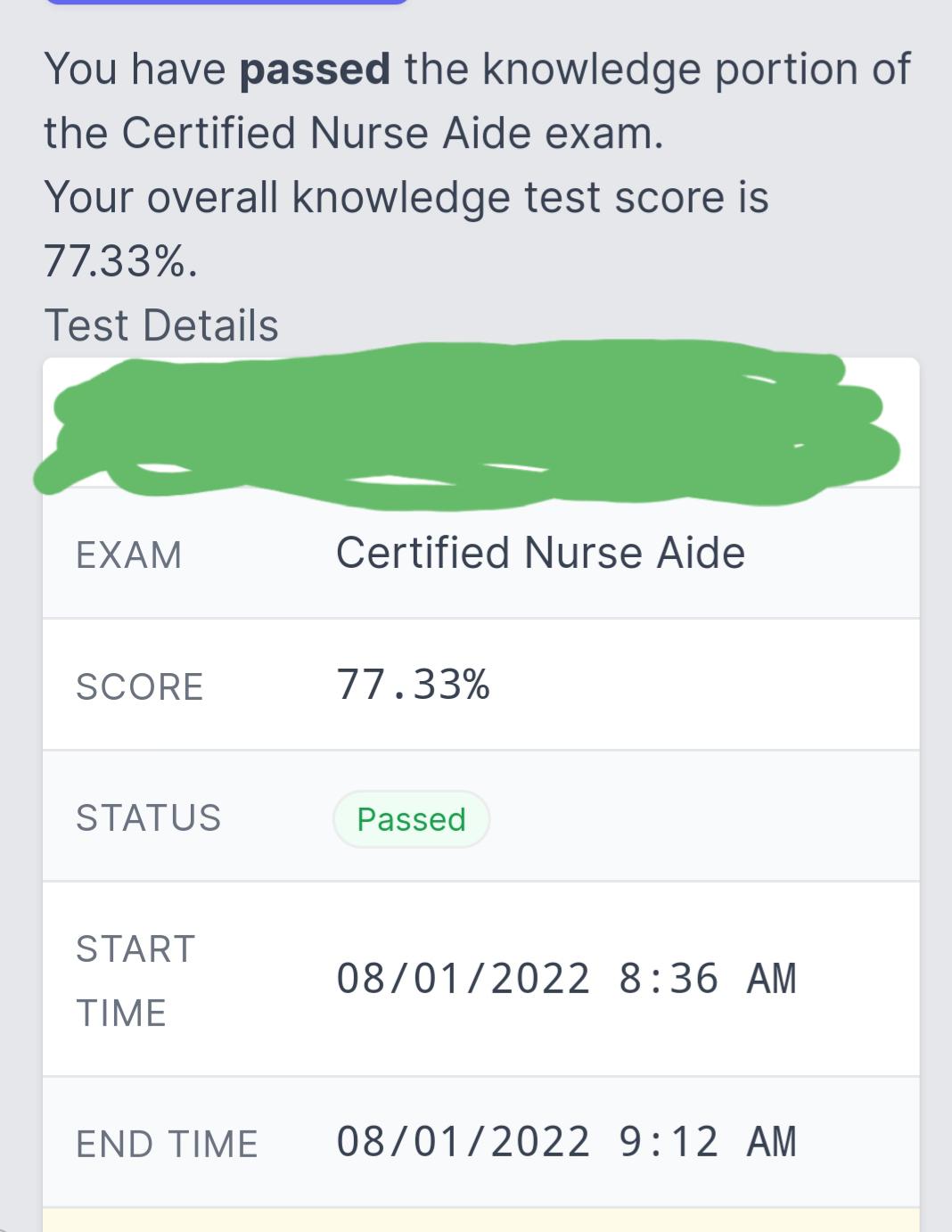 CNA Test Score